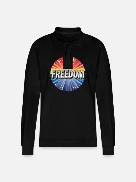 LGBTQ Freedom - Stanley/Stella Organic Unisex Long-Sleeved Polo Shirt Prepster - black