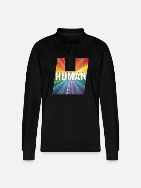 LGBTQ Human - Stanley/Stella Organic Unisex Long-Sleeved Polo Shirt Prepster - black