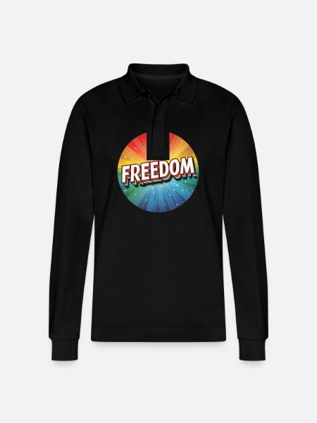 LGBTQ Freedom - Stanley/Stella Organic Unisex Long-Sleeved Polo Shirt Prepster - black