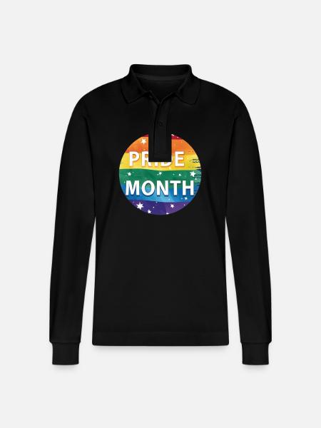 LGBTQ Pride Month - Stanley/Stella Organic Unisex Long-Sleeved Polo Shirt Prepster - black