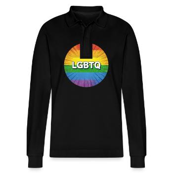 LGBTQ - Stanley/Stella Unisex Bio-Langarm-Poloshirt Prepster - Schwarz - Vorne - Anna (173cm) & Nico (186cm)