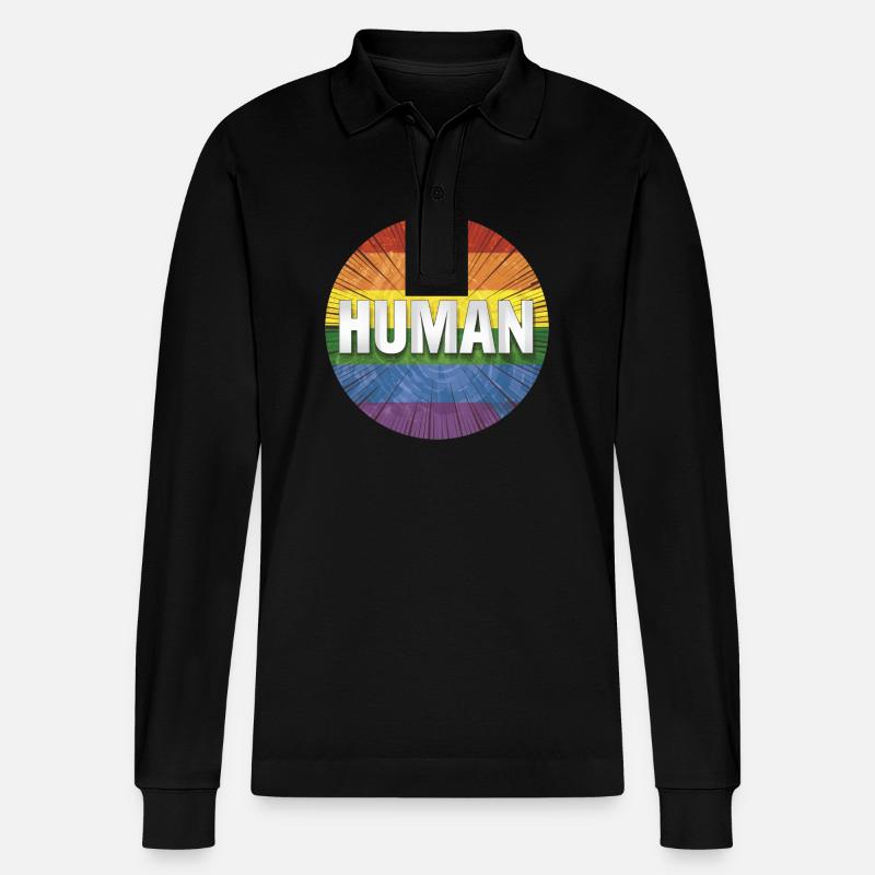 LGBTQ Human - Stanley/Stella Unisex Bio-Langarm-Poloshirt Prepster - Schwarz