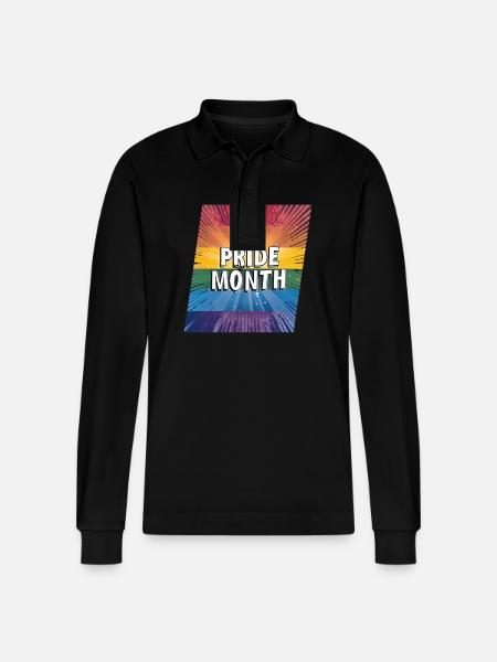 LGBTQ Pride Month - Stanley/Stella Organic Unisex Long-Sleeved Polo Shirt Prepster - black
