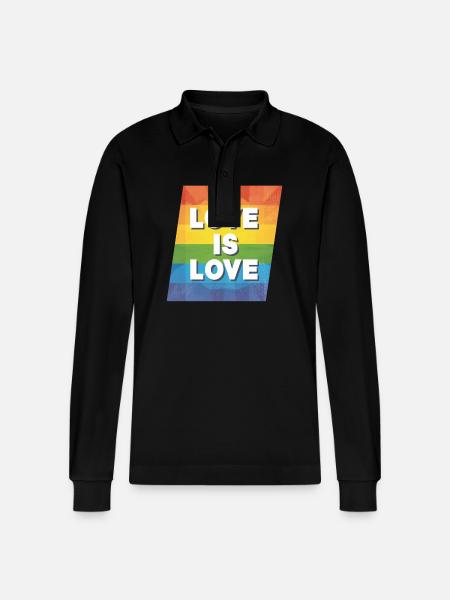 LGBTQ Love is Love - Stanley/Stella Organic Unisex Long-Sleeved Polo Shirt Prepster - black