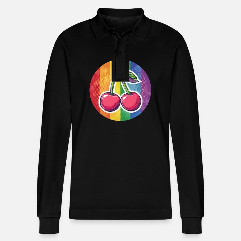 LGBTQ Kirsche - Stanley/Stella Unisex Bio-Langarm-Poloshirt Prepster - Schwarz
