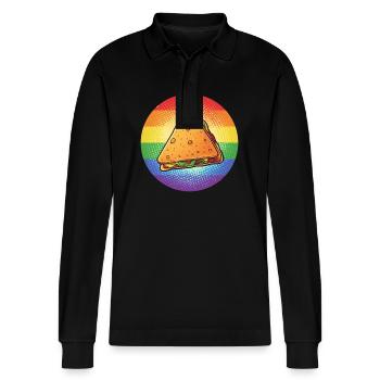 LGBTQ Nacho - Stanley/Stella Organic Unisex Long-Sleeved Polo Shirt Prepster - black - Front - Anna (173cm) & Nico (186cm)