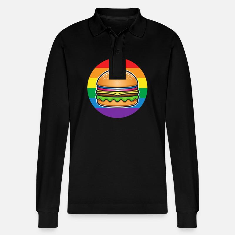 LGBTQ Hamburger - Stanley/Stella Unisex Bio-Langarm-Poloshirt Prepster - Schwarz