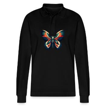 papillon personnage de dessin animé animal de compagnie coloré - Polo à manches longues bio PREPSTER Stanley/Stella Unisexe - noir - Devant - Anna (173cm) & Nico (186cm)