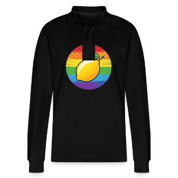 LGBTQ Lemon Lime - Stanley/Stella Organic Unisex Long-Sleeved Polo Shirt Prepster - black - Front - Anna (173cm) & Nico (186cm)