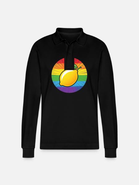 LGBTQ Lemon Lime - Stanley/Stella Organic Unisex Long-Sleeved Polo Shirt Prepster - black