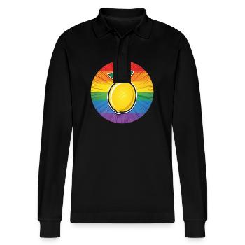 LGBTQ Lemon Lime - Stanley/Stella Organic Unisex Long-Sleeved Polo Shirt Prepster - black - Front - Anna (173cm) & Nico (186cm)