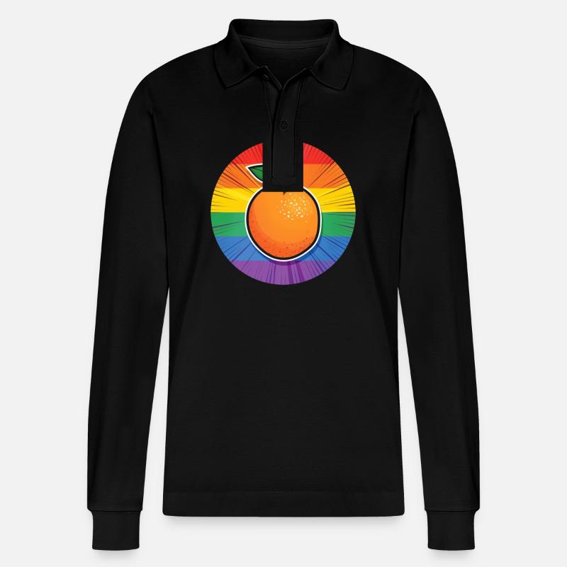 LGBTQ Orange - Stanley/Stella Unisex Bio-Langarm-Poloshirt Prepster - Schwarz