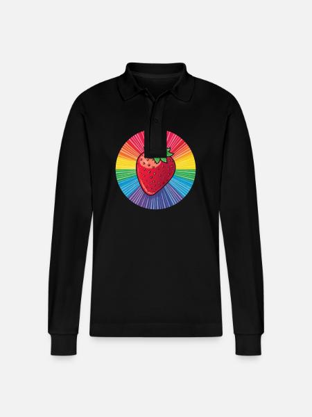 LGBTQ Erdbeere - Stanley/Stella Unisex Bio-Langarm-Poloshirt Prepster - Schwarz
