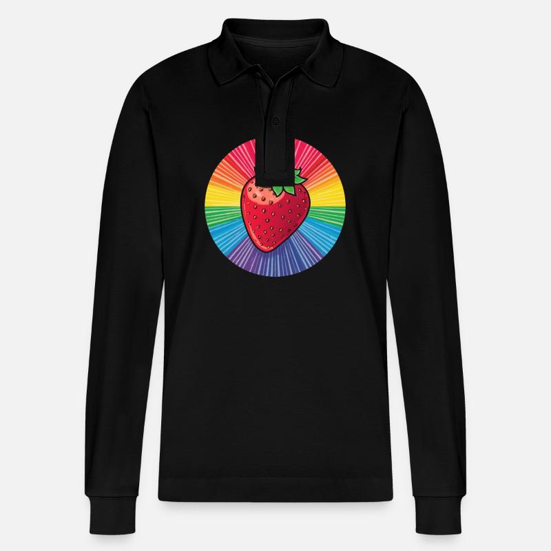 LGBTQ Erdbeere - Stanley/Stella Unisex Bio-Langarm-Poloshirt Prepster - Schwarz