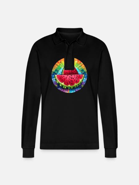 LGBTQ Melon - Stanley/Stella Organic Unisex Long-Sleeved Polo Shirt Prepster - black
