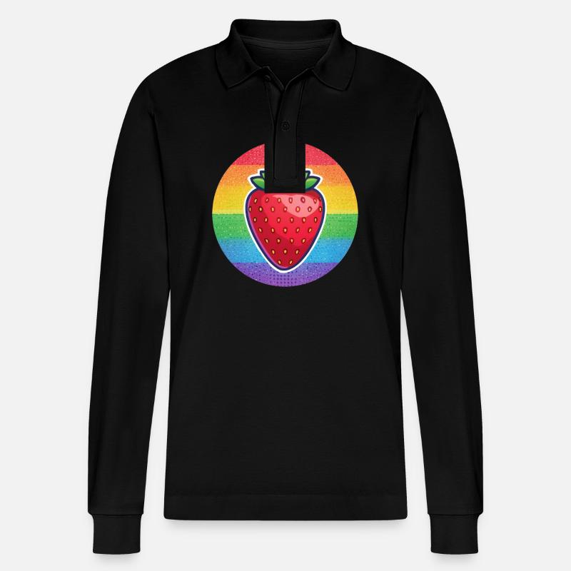 LGBTQ Erdbeere - Stanley/Stella Unisex Bio-Langarm-Poloshirt Prepster - Schwarz