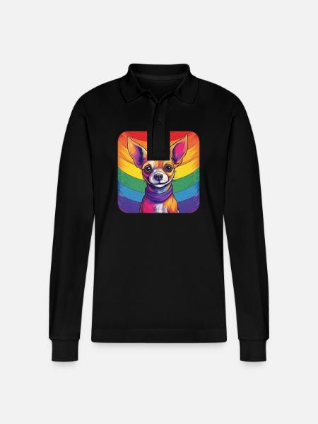 LGBTQ Chihuahua - Stanley/Stella Organic Unisex Long-Sleeved Polo Shirt Prepster - black