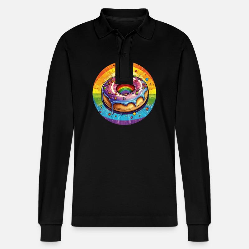 LGBTQ Donut - Stanley/Stella Unisex Bio-Langarm-Poloshirt Prepster - Schwarz