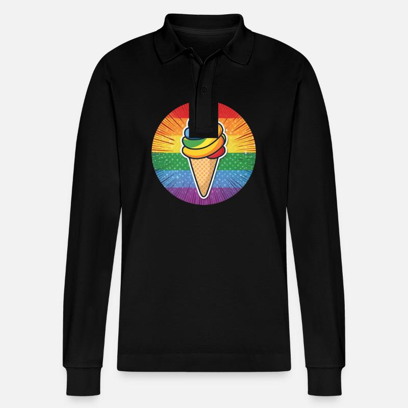 Crème glacée LGBTQ Eis - Polo à manches longues bio PREPSTER Stanley/Stella Unisexe - noir