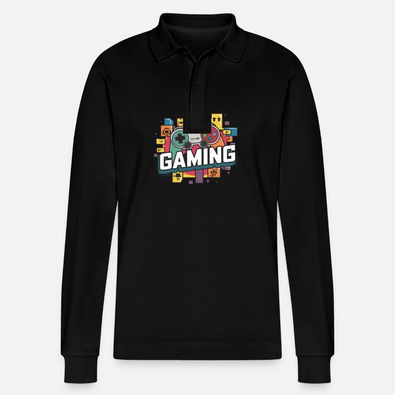 Gaming - Controller - Stanley/Stella Unisex Bio-Langarm-Poloshirt Prepster - Schwarz