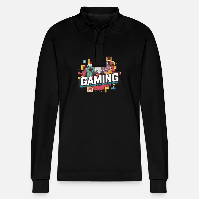 Gaming - Controllers - Stanley/Stella Organic Unisex Long-Sleeved Polo Shirt Prepster - black