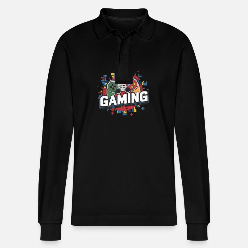 Gaming - Controller - Polo a manica lunga ecologica unisex Prepster di Stanley/Stella - nero