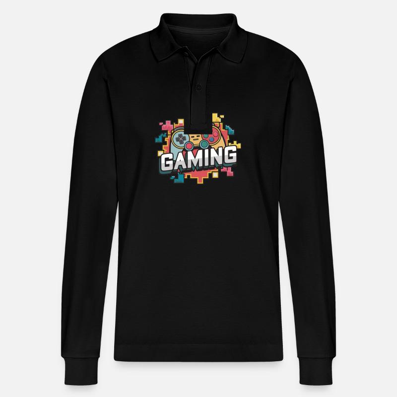 Gaming - Controller - Stanley/Stella Unisex Bio-Langarm-Poloshirt Prepster - Schwarz