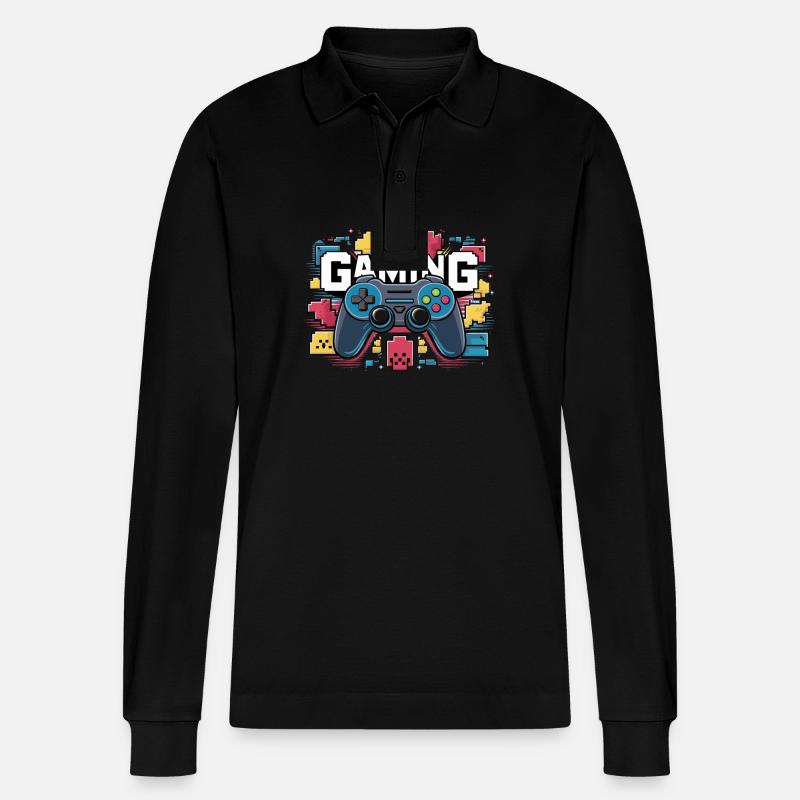 Gaming - Controller - Stanley/Stella Unisex Bio-Langarm-Poloshirt Prepster - Schwarz