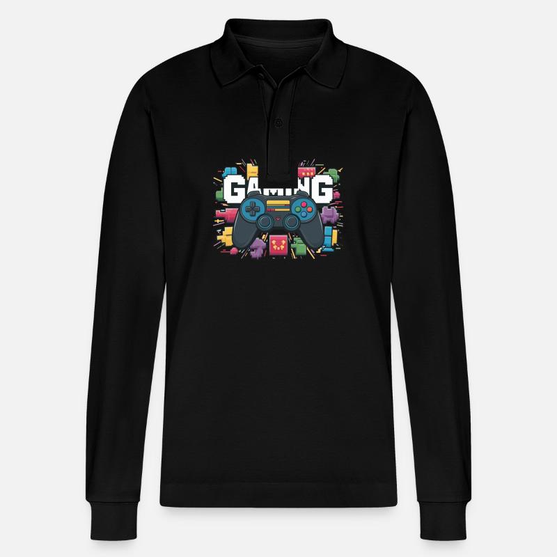 Gaming - Controller - Stanley/Stella Unisex Bio-Langarm-Poloshirt Prepster - Schwarz