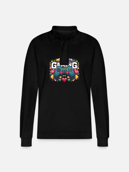 Gaming - Controller - Stanley/Stella Unisex Bio-Langarm-Poloshirt Prepster - Schwarz