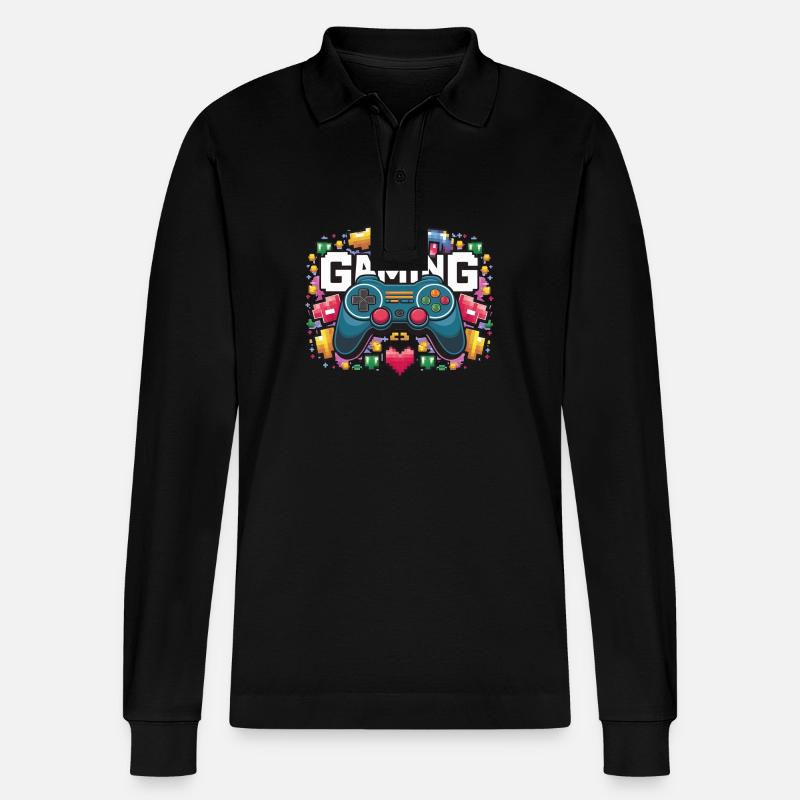 Gaming - Controller - Stanley/Stella Unisex Bio-Langarm-Poloshirt Prepster - Schwarz