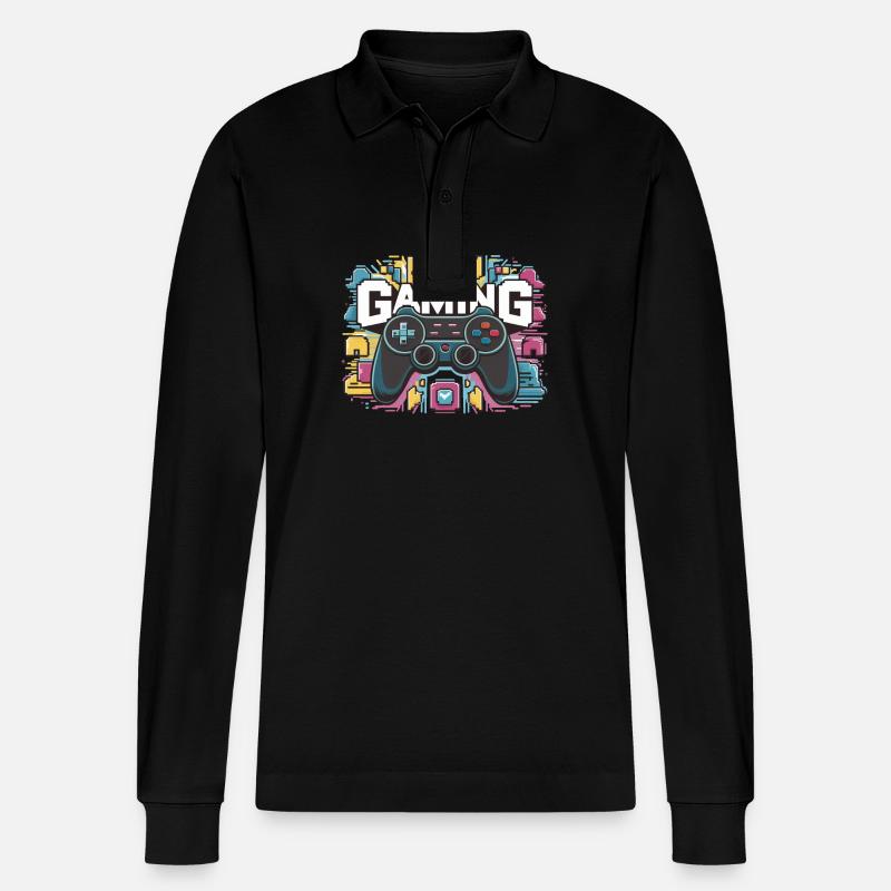 Gaming - Controller - Stanley/Stella Unisex Bio-Langarm-Poloshirt Prepster - Schwarz