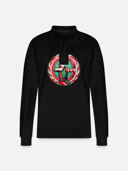 Weihnachtself Bogenschießen - Stanley/Stella Unisex Bio-Langarm-Poloshirt Prepster - Schwarz