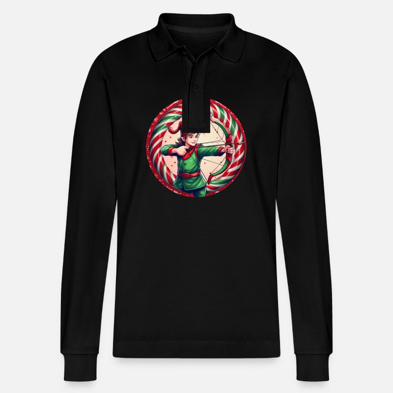 Weihnachtself Bogenschießen - Stanley/Stella Unisex Bio-Langarm-Poloshirt Prepster - Schwarz