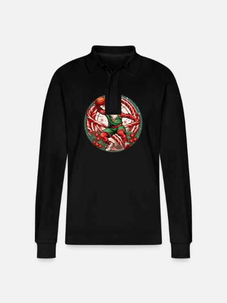 Christmas Elf basketball - Stanley/Stella Organic Unisex Long-Sleeved Polo Shirt Prepster - black
