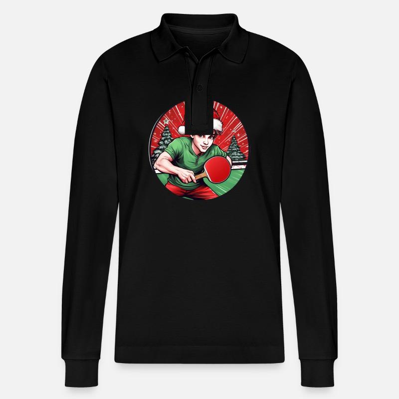 Weihnachtself Ping Pong - Stanley/Stella Unisex Bio-Langarm-Poloshirt Prepster - Schwarz