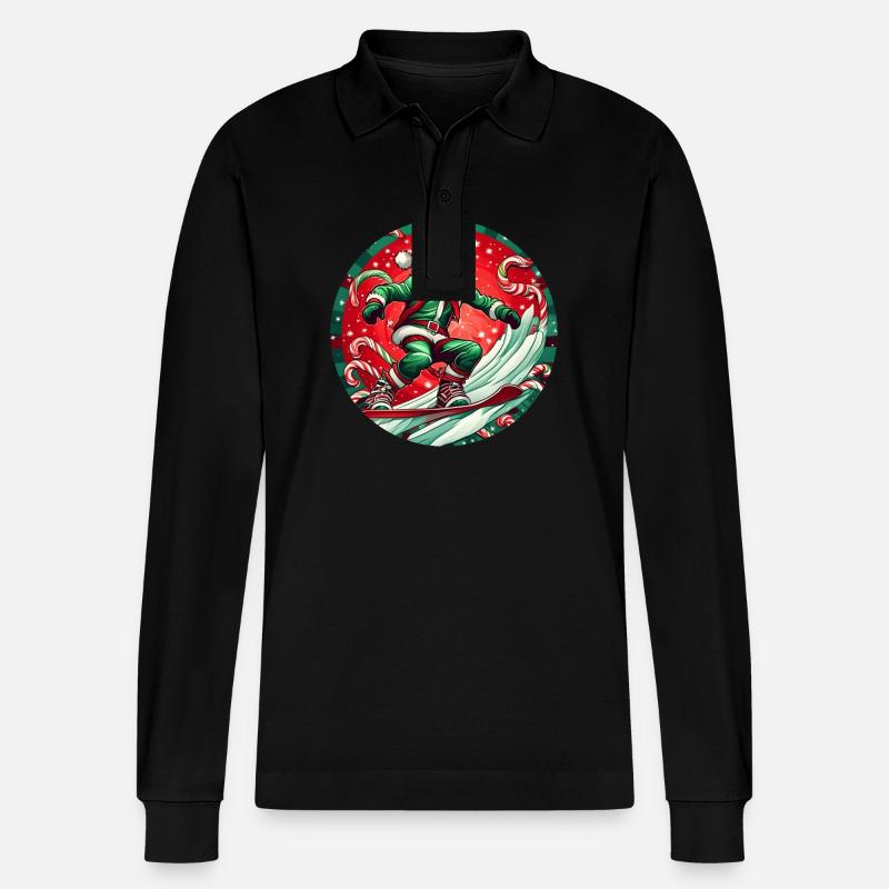 Elfe de Noël Snowboard - Polo à manches longues bio PREPSTER Stanley/Stella Unisexe - noir