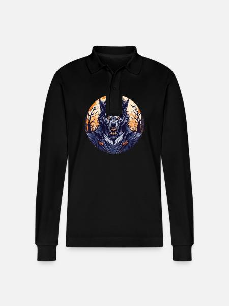 Gruseliges Halloween-partykostüm Werwolf - Stanley/Stella Organic Unisex Long-Sleeved Polo Shirt Prepster - black