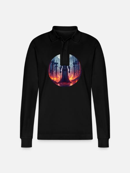 Gruseliges Halloween-partykostüm Dämon - Stanley/Stella Organic Unisex Long-Sleeved Polo Shirt Prepster - black