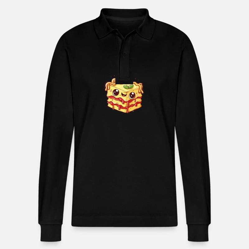 Lasagne mit Gesicht - Stanley/Stella Unisex Bio-Langarm-Poloshirt Prepster - Schwarz