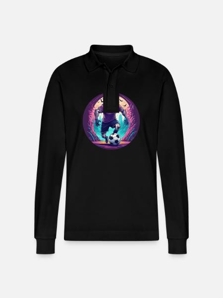 Espeluznante disfraz de fiesta de Halloween Hombre lobo Fútbol - Polo de manga larga orgánico unisex Prepster de Stanley/Stella - negro