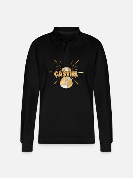 Violinist Castiel - Stanley/Stella Organic Unisex Long-Sleeved Polo Shirt Prepster - black