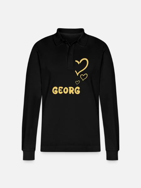 First name Georg - Stanley/Stella Organic Unisex Long-Sleeved Polo Shirt Prepster - black