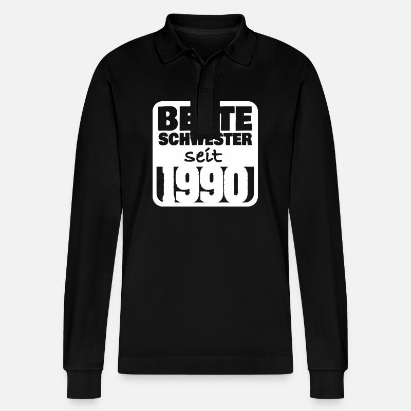 1990 - Stanley/Stella Unisex Bio-Langarm-Poloshirt Prepster - Schwarz