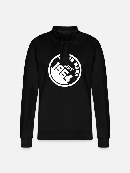 Moederdag 1954 - Stanley/Stella uniseks bio poloshirt met lange mouwen Prepster - zwart