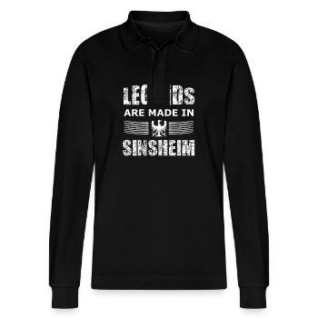 Die Sinsheimer Fans - Stanley/Stella Unisex Bio-Langarm-Poloshirt Prepster - Schwarz - Vorne - Anna (173cm) & Nico (186cm)