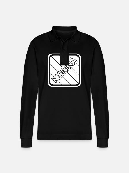 Gift for Marina - Stanley/Stella Organic Unisex Long-Sleeved Polo Shirt Prepster - black