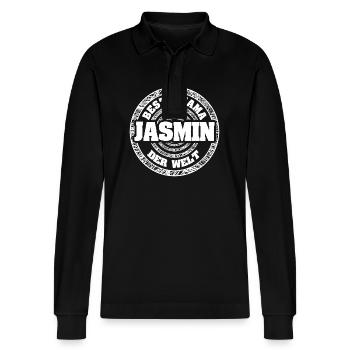 Jasmin en tant que mère - Polo à manches longues bio PREPSTER Stanley/Stella Unisexe - noir - Devant - Anna (173cm) & Nico (186cm)