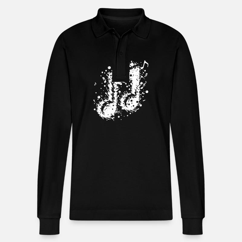 Schwingende Musik Note Splash Tattoo - Stanley/Stella Unisex Bio-Langarm-Poloshirt Prepster - Schwarz