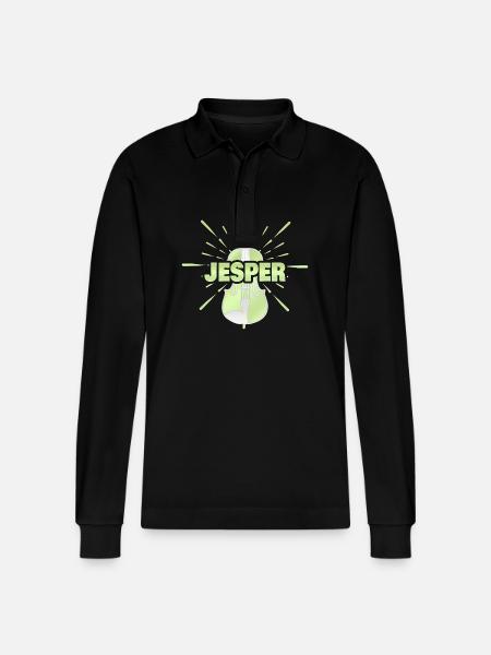 Jesper as a string instrument - Stanley/Stella Organic Unisex Long-Sleeved Polo Shirt Prepster - black
